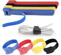 100 Pcs Reusable Nylon Cable Ties,Adjustable Hook and Loop Cable Ties,Cable Management for Office,Home,Garden and Other,5 Mixed Colors,150MM x 12MM