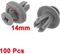 100 pcs Rivet plastique gris 6.3mm trou panneau garnissage porte voiture attache retenue