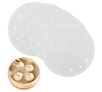 100 Pcs Rond Papier à Vapeur, Perforées Feuilles de Papier Cuisson, Jetable Anti-Adhérent Papier Sulfurisé Patisserie, Feuilles Parchemin Pour Vapeur de Bambou, Cake de Cuisine Cercle, 8 inch
