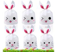 100 PCS Sachet Paques, Sachet Bonbons Anniversaire, Sachet Bonbon Forme d'Oreille Lapin, Sac de Paques, Sac de Lapin pour Enfants Pâques, Sacs de Cadeaux pour Enfant Fête Party Favor Anniversaire
