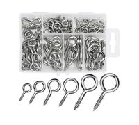 100 Pcs Screw Eye, 2# 4# 5# 6# 8# 10# Metal Screw Hook Bolts Nickel Plated Hook