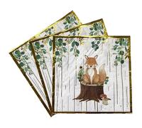100 Pcs Serviettes Papier,Forêt Mignon Renard Bronzing Ligne Animaux,2Ply Disposable Paper Party Serviettes Serviettes 33Cmx33Cm Idéal pour Découpage Artisanat pour La Douche Nuptiale,Image,33