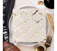 100 Pcs Serviettes Papier,Luxe Personnalisé Golden Wave Pattern Art,2Ply Disposable Paper Party Serviettes De Table 33Cmx33Cm Idéal Pour L'Artisanat De Découpage Pour La Douche Nuptiale,Photo,