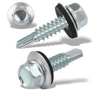 100 Pcs Vis Autoforeuse Metal 4,8 X 19 mm Autoperforante Inox Bac Acier Toiture Auto-Taraudeuses à Tôle Trapézoïdale à Tête Hexagonale Avec Rondelle D'étanchéIté Galvanisées