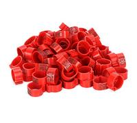 100 per Bag. 8mm Plastic Pigeon Rings, Numbered 001 100. Plastic Bird Leg Bands Suitable for Carrier Pigeons, Chickens, Ducks, Parrots, and Other Adult Birds. (Red)