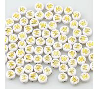 100 perles acryliques rondes plates de 4 x 7 mm, en forme de lettres AZ, pour la création de bijoux (bracelets et colliers faits main) - W-500pcs