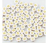 100 perles acryliques rondes plates de 4 x 7 mm, en forme de lettres AZ, pour la création de bijoux (bracelets et colliers faits main) - Q-500pcs