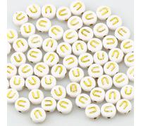 100 perles acryliques rondes plates de 4 x 7 mm, en forme de lettres AZ, pour la création de bijoux (bracelets et colliers faits main) - U-500pcs