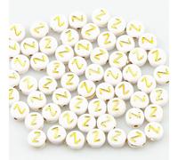 100 perles acryliques rondes plates de 4 x 7 mm, en forme de lettres AZ, pour la création de bijoux (bracelets et colliers faits main) - Z-500pcs