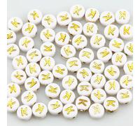 100 perles acryliques rondes plates de 4 x 7 mm, lettres AZ assorties, pour la création de bijoux (bracelets et colliers) faits main - K-500pcs
