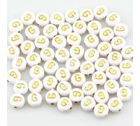 100 perles acryliques rondes plates de 4 x 7 mm, lettres AZ assorties, pour la création de bijoux (bracelets et colliers) faits main - G-500pcs