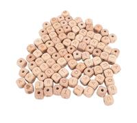 100 perles en bois de l'alphabet, cube de 12 mm avec trou de 4,5 mm, perles carrées en bois de hêtre pour la fabrication de bijoux, bracelets, colliers et projets d'artisanat DIY