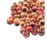100 Perles en Bois Imprimées, Perles en Bois Artisanales, Accessoires De Bricolage, Perles en Bois Faites À La Main, Perles en Bois De Bijoux Imprimés, Perles en Bois À Grand Trou
