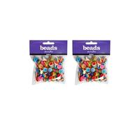 100 perles en résine rayées Ø 12 mm - Multicolore