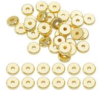 100 perles Gold Filled 18K de 5 mm, perles intercalaires dorées pour bijoux DIY, perles plates pour bracelets, forme ronde polie et lisse, idéales pour colliers et boucles d’oreilles