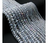 100 perles rondes plates à facettes en cristal, blanches, de 2 à 4 mm, pour loisirs créatifs et fabrication d'ornements faits main. Disponibles en plusieurs tailles (3, 4, 6, 8 et 10 mm). Environ 10