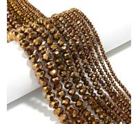 100 perles rondes plates à facettes en cristal, disponibles en 3, 4, 6, 8 et 10 mm, pour la création de bijoux et d'accessoires faits main. Couleur : marron. Diamètre : 4 mm. Quantité : environ 100