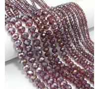 100 perles rondes plates à facettes en cristal, disponibles en plusieurs tailles (3, 4, 6, 8 et 10 mm), pour la création de bijoux et d'accessoires faits main. Couleur : violet AB. Diamètre : 4 mm.
