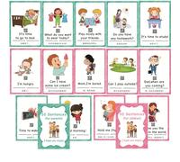 100 Phrases Cartes Dialogues Quotidiens Parent-Enfant en Anglais, Starter de Conversation, Matériel Montessori pour l'enseignement de l'Anglais (ESL), Homeschool et Thérapie Autisme