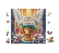 100 Piece Jigsaw Puzzle for Adults Ange avec des Fleurs 28x28cm Retirement Gift for Elderly Great for Brain Health Memory Training Leisure Time Activity Gift
