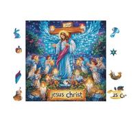100 Piece Jigsaw Puzzle for Adults Ange with Cross 28x28cm Retirement Gift for Elderly Great for Brain Health Memory Training Leisure Time Activity Gift
