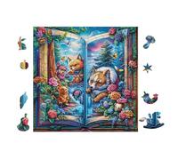 100 Piece Jigsaw Puzzle for Adults Animaux dans Un Livre Ouvert 28x28cm Retirement Gift for Elderly Great for Brain Health Memory Training Leisure Time Activity Gift