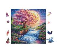 100 Piece Jigsaw Puzzle for Adults Arbre à Fleurs de Cerisier avec Une Cascade 28x28cm Expert Level Challenging Puzzle Great for Collectors Logical Thinking Skill Improvement Brain Training