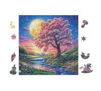 100 Piece Jigsaw Puzzle for Adults Arbre en Fleurs au Clair de Lune 28x28cm for 14+s Teens Adults Fun Family Activity Holiday Time Together Gift