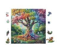 100 Piece Jigsaw Puzzle for Adults Arbre Magique de la Vie 28x28cm Retirement Gift for Elderly Great for Brain Health Memory Training Leisure Time Activity Gift