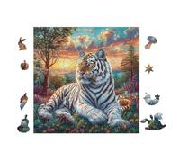 100 Piece Jigsaw Puzzle for Adults Art de Tigre Blanc 28x28cm Graduation Gift for Students Great for Brain Training Relaxation After Long Time Study Gift