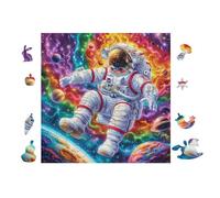 100 Piece Jigsaw Puzzle for Adults Astronaute dans l'espace avec Arc-en-Ciel 28x28cm Precision Cut Tight Fit No Burrs Perfect for Family Bonding Parent-14+ Interactive Game Holiday Indoor