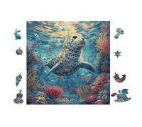 100 Piece Jigsaw Puzzle for Adults Bébé Phoque dans l'océan 28x28cm Valentine's Day Gift for Couple Fun Bonding Activity Smooth Assembly Leisure Time Together