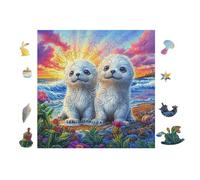 100 Piece Jigsaw Puzzle for Adults Bébés Phoque dans l'océan 28x28cm Graduation Gift for Students Great for Brain Training Relaxation After Long Time Study Gift