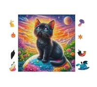 100 Piece Jigsaw Puzzle for Adults Black Chat on Globe 28x28cm Thanksgiving Gift Perfect for Family Time Improve Concentration Patience Focus Hand-on Ability