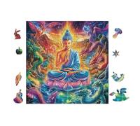 100 Piece Jigsaw Puzzle for Adults Bouddha with Light Aura 28x28cm Relaxing Hobby Puzzle Great for Daily Leisure Time Reduce Stress Improve Mood Daily Gift