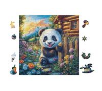 100 Piece Jigsaw Puzzle for Adults Cabane de Panda dans la forêt 28x28cm Durable Reusable Cardboard for Puzzle Lovers Family Friends Teens Adults All Ages