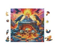 100 Piece Jigsaw Puzzle for Adults Camp de feu de crâne 28x28cm Stress Relief Anxiety Reduction Puzzle Perfect for Office Workers Daily Unwind After Long Work Hours