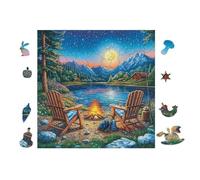 100 Piece Jigsaw Puzzle for Adults Campfire by Lac 28x28cm Winter Holiday Indoor Activity Perfect for Cold Days Family Time Together Fun Hobby Gift