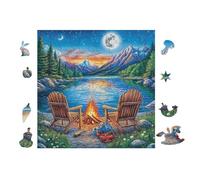100 Piece Jigsaw Puzzle for Adults Campfire by Lac at Night 28x28cm Maisonwarming Gift Idea Elegant Wall Decor for New Home Easy Assembly for Teens Adults Beginners