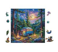 100 Piece Jigsaw Puzzle for Adults Camping en Camping-Car Forest 28x28cm Easy Assembly for Beginners Great for 14+s Teens Improve Hands-on Ability Concentration