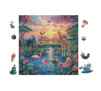 100 Piece Jigsaw Puzzle for Adults Cascade de Zoo 28x28cm Retirement Gift for Elderly Great for Brain Health Memory Training Leisure Time Activity Gift