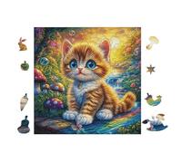 100 Piece Jigsaw Puzzle for Adults Cat in Jardin de Fleurs 28x28cm High Difficulty Puzzle for Advanced Players Great for Skill Training Challenge Yourself Gift