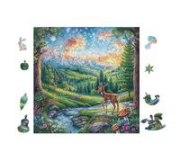 100 Piece Jigsaw Puzzle for Adults Cerf dans la forêt de Montagne 28x28cm Valentine's Day Gift for Couple Fun Bonding Activity Smooth Assembly Leisure Time Together