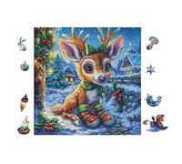 100 Piece Jigsaw Puzzle for Adults Cerf in Winter Forêt 28x28cm Summer Holiday Activity Great for VaChation Travel Home Leisure Relaxing Hobby Time Gift