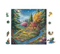 100 Piece Jigsaw Puzzle for Adults Chalet au Bord du lac 28x28cm Intermediate Level Puzzle Great for Skill Improvement Logical Reasoning Training Brain Exercise