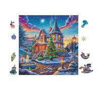 100 Piece Jigsaw Puzzle for Adults Chalet with Sapin de Noël 28x28cm Intermediate Level Puzzle Great for Skill Improvement Logical Reasoning Training Brain Exercise