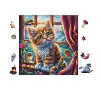 100 Piece Jigsaw Puzzle for Adults Chat at The Window avec des Fleurs 28x28cm Framable Wall Art for Bedroom Living Room Office Unique Decor Great for Art Lovers Gift