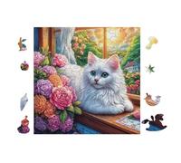 100 Piece Jigsaw Puzzle for Adults Chat at The Window avec des Fleurs 28x28cm High Difficulty Puzzle for Advanced Players Great for Skill Training Challenge YoursLutin Gift