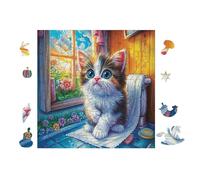 100 Piece Jigsaw Puzzle for Adults Chat at The Window avec des Fleurs 28x28cm Holiday Party Activity Perfect for Christmas New Year Gathering Family Friends Fun Timegift