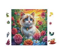 100 Piece Jigsaw Puzzle for Adults Chat avec des Fleurs 28x28cm Stress Relief Anxiety Reduction Puzzle Perfect for Office Workers Daily Unwind After Long Work Hours